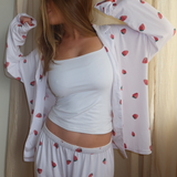 Strawberry pyjamas shirt - white