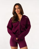 Move Cropped Zip Hoodie - Deep Bordeaux