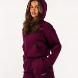 Move Cropped Zip Hoodie - Deep Bordeaux