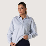 Oversized Polo Sweatshirt - Grey Melange