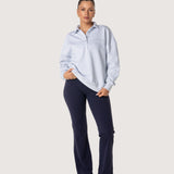 Oversized Polo Sweatshirt - Grey Melange