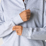 Oversized Polo Sweatshirt - Grey Melange