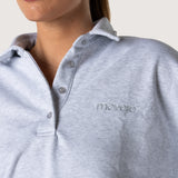 Oversized Polo Sweatshirt - Grey Melange