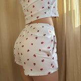 Strawberry pyjamas ribbed shorts - hvit